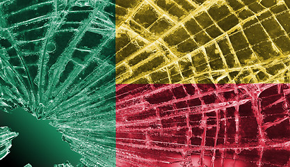 Image showing Broken glass or ice with a flag, Benin