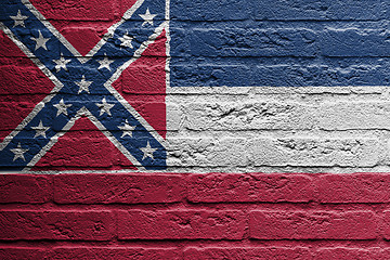 Image showing Brick wall with a painting of a flag, Mississippi