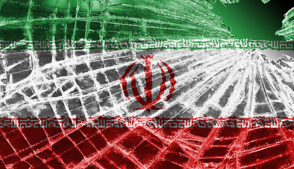 Image showing Broken glass or ice with a flag, Iran