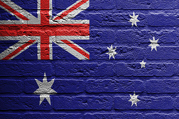 Image showing Brick wall with a painting of a flag, Australia