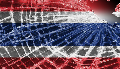 Image showing Broken glass or ice with a flag, Thailand