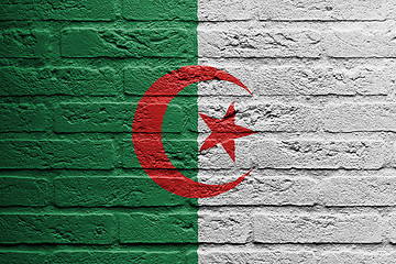 Image showing Brick wall with a painting of a flag, Algeria