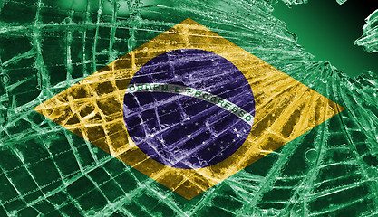 Image showing Broken ice or glass with a flag pattern, Brazil