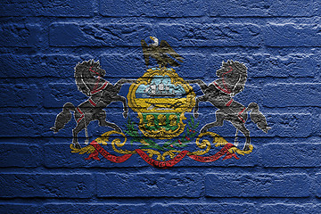 Image showing Brick wall with a painting of a flag, Pennsylvania