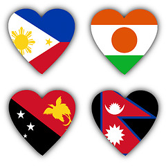 Image showing Flags in the shape of a heart, coutries