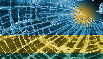 Image showing Broken glass or ice with a flag, Rwanda