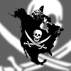 Image showing Map of North America filled with a pirate flag