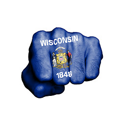 Image showing United states, fist with the flag of Wisconsin