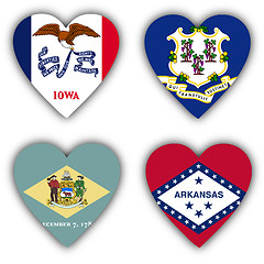 Image showing Flags in the shape of a heart, US states