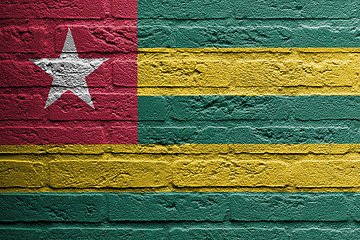Image showing Brick wall with a painting of a flag, Togo