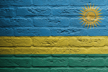 Image showing Brick wall with a painting of a flag, Rwanda