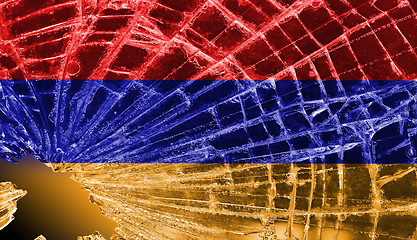 Image showing Broken glass or ice with a flag, Armenia