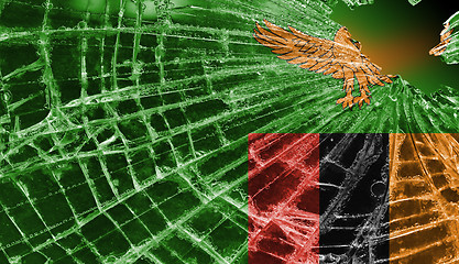 Image showing Broken ice or glass with a flag pattern, Zambia