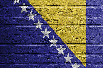 Image showing Brick wall with a painting of a flag, Bosnia and Herzegovina