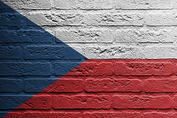 Image showing Brick wall with a painting of a flag, Czech Republic