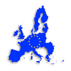 Image showing Illustration of a map of European union and EU flag 