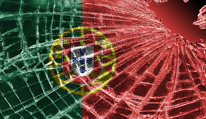 Image showing Broken ice or glass with a flag pattern, Portugal