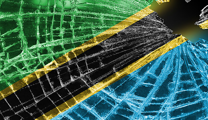 Image showing Broken glass or ice with a flag, Tanzania