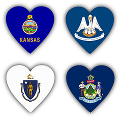 Image showing Flags in the shape of a heart, US states