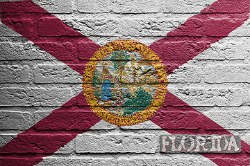 Image showing Brick wall with a painting of a flag, Florida