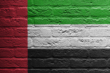 Image showing Brick wall with a painting of a flag, The United Arab Emirates