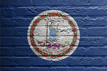 Image showing Brick wall with a painting of a flag, Virginia