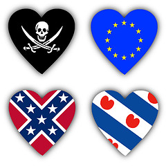 Image showing Flags in the shape of a heart, symbolic flags