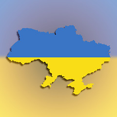 Image showing Map of the Ukraine filled with flag