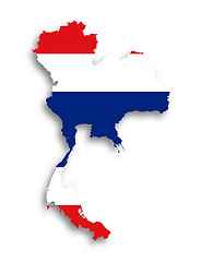 Image showing Map of Thailand filled with flag