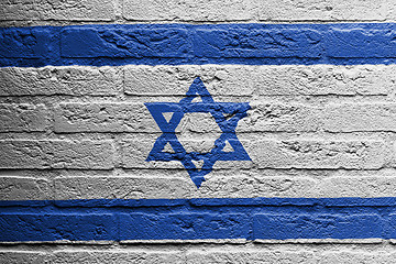 Image showing Brick wall with a painting of a flag, Israel