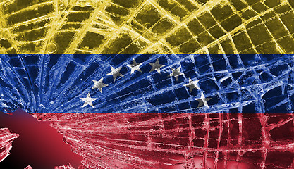 Image showing Broken glass or ice with a flag, Venezuela