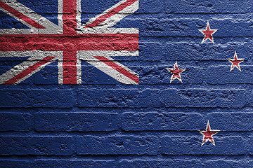 Image showing Brick wall with a painting of a flag, New Zealand