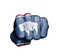 Image showing United states, fist with the flag of Wyoming