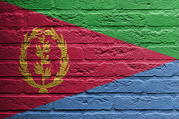 Image showing Brick wall with a painting of a flag, Eritrea