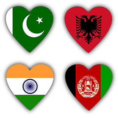 Image showing Flags in the shape of a heart, coutries