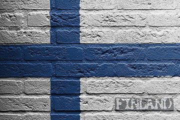 Image showing Brick wall with a painting of a flag, Finland