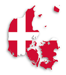 Image showing Map of Denmark filled with flag of the state