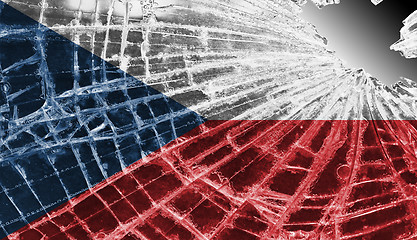 Image showing Broken glass or ice with a flag, The Czech Republic