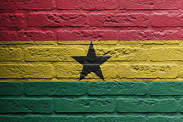 Image showing Brick wall with a painting of a flag, Ghana