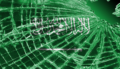 Image showing Broken ice or glass with a flag pattern, Saudi Arabia