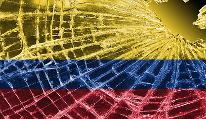 Image showing Broken glass or ice with a flag, Colombia