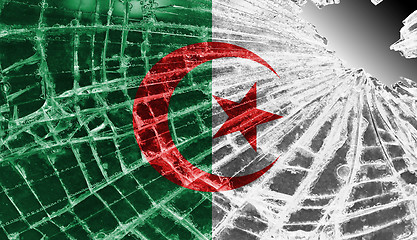 Image showing Broken glass or ice with a flag, Algeria
