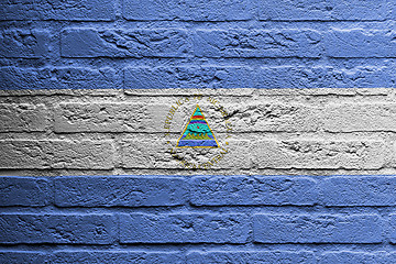 Image showing Brick wall with a painting of a flag, Nicaragua