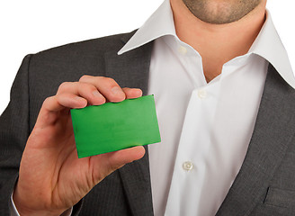 Image showing Businessman is holding a business card, Libya