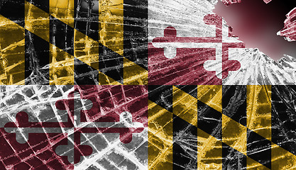 Image showing Broken glass or ice with a flag, Maryland