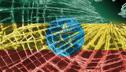 Image showing Broken glass or ice with a flag, Ethiopia