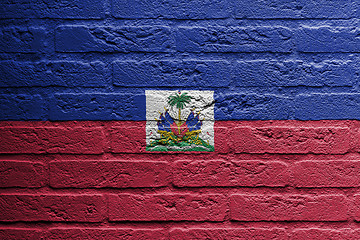 Image showing Brick wall with a painting of a flag, Haiti