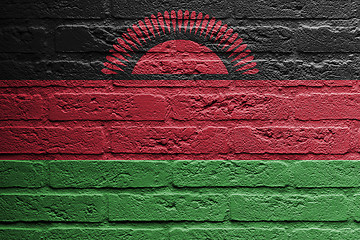 Image showing Brick wall with a painting of a flag, Malawi