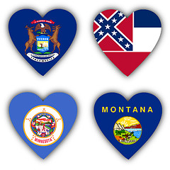 Image showing Flags in the shape of a heart, US states