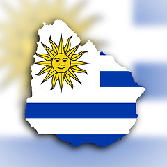 Image showing Country shape outlined and filled with the flag